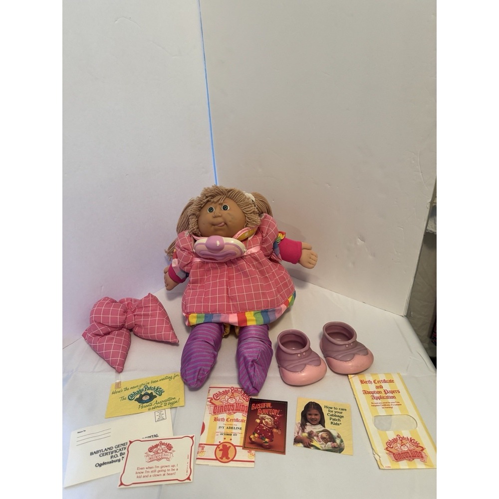 Vintage Cabbage Patch Kids Circus Clown 1985 Girl Blonde Outfit Accessories READ